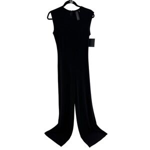 Norma Kamali Sleeveless Jumpsuit Black Wide Leg Palazzo Pants Size S